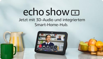 Smart Display 8 Zoll mit HD Touchscreen, 3D Audio, Smart-Home-Steuerung, Videotelefonie & Entertainment – Anthrazit