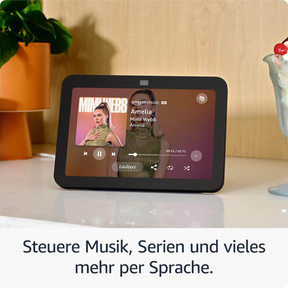 Smart Display 8 Zoll mit HD Touchscreen, 3D Audio, Smart-Home-Steuerung, Videotelefonie & Entertainment – Anthrazit