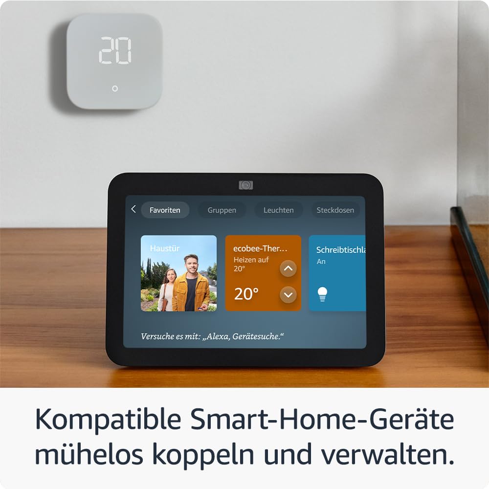 Smart Display 8 Zoll mit HD Touchscreen, 3D Audio, Smart-Home-Steuerung, Videotelefonie & Entertainment – Anthrazit